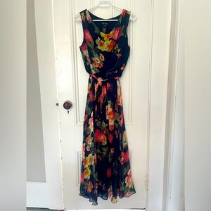 Floral Maxi Dress - Black and Multicolor